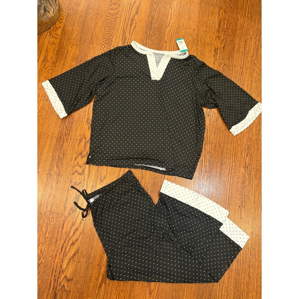 Flora Nikrooz Polka Dot Pajama Set — Black & White | XL | NEW